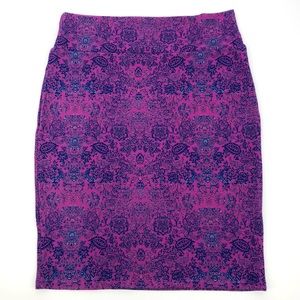 Lularoe Cassie Floral Fuchsia & Blue Pencil Skirt